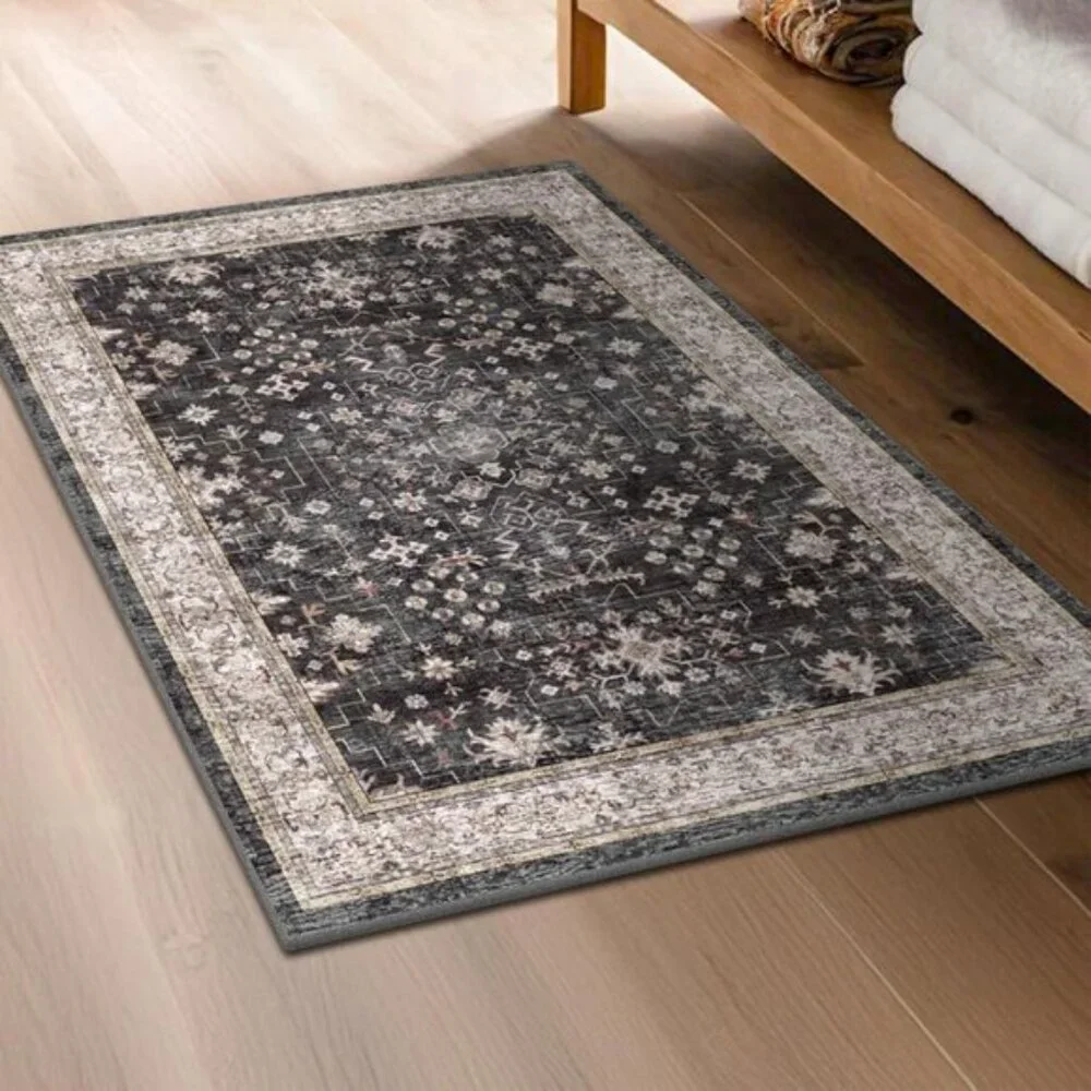 New Black 2x3 Washable Entry Rug, Non-Slip Indoor Mat for Home Decor
